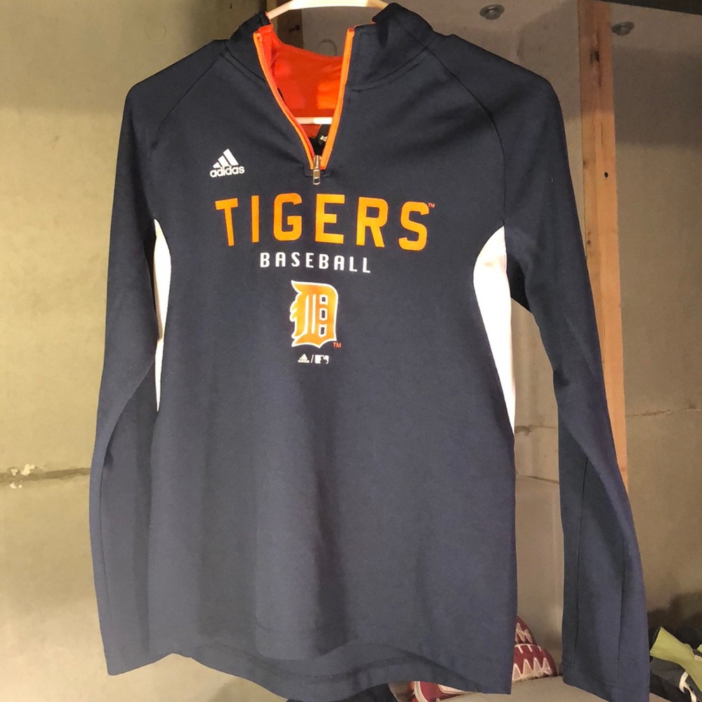 Detroit Tigers Adidas  Zip Long Sleeve Pullover M